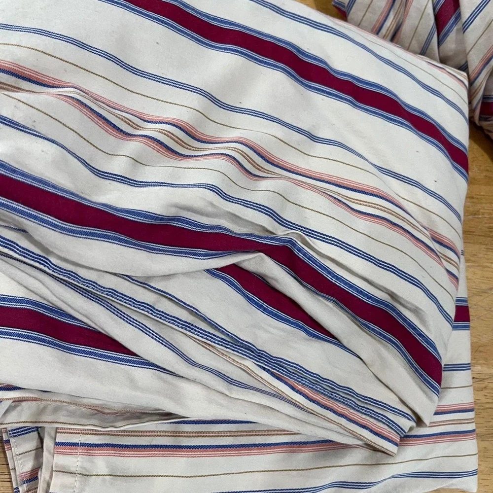 Chaps Home Casablanca Queen Sheet‎ Set Flat & Fitted Multi Stripe Cotton Cream